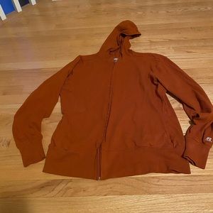 Russell Athletics burnt orange full zip light weight hoodie. Size XL.